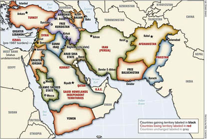 mapa de partición de Oriente Medio
