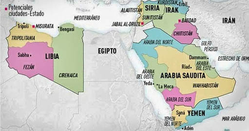 mapa de partición de Oriente Medio