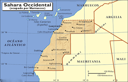 mapa de la sahara occidental