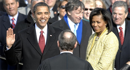 Michele Obama con su marido