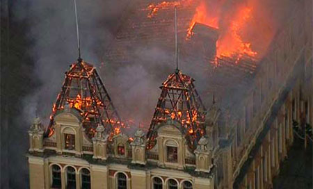 el incendio en el Museo de la lengua Portuguesa de Sao Paulo