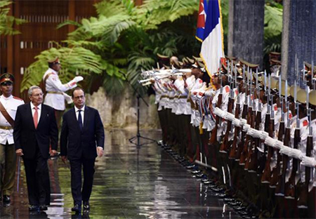el presidente francés de visita oficial a Cuba