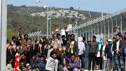 refugiados en la isla griega de Lesbos