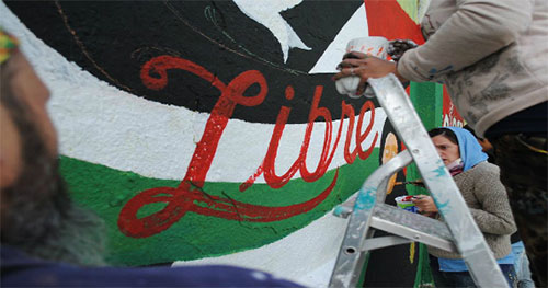 Un mural en Argentina reclama libertad para Palestina