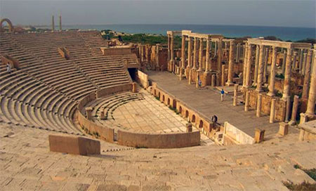 la antigua ciudad libia de Leptis