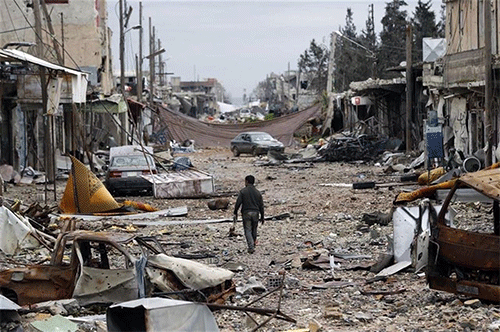 destrucción causada por la guerra contra Siria