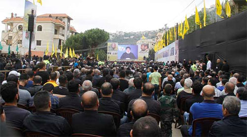 durante el discurso del líder de Hezbolá