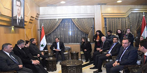El gobernador de Alepo, Hussein Diab, durante su reunión con la delegación francesa