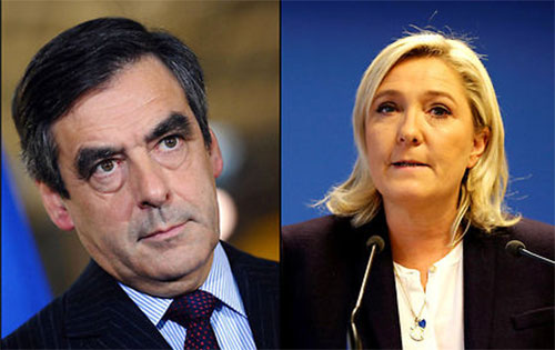 François Fillon y Marine Le Pen