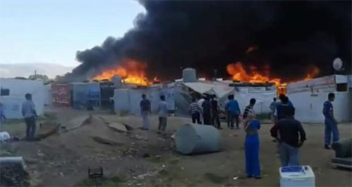 gran incendio arrasa un campamento de refugiados sirios en Líbano