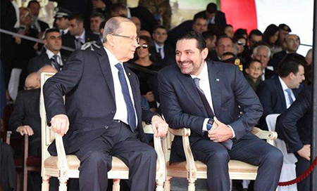 Michel Aun y Saad al Hariri