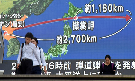 Lanzamiento de un misil norcoreano al mar de Japón