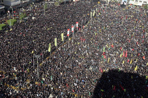 Cientos de miles participaron en la manifestaci&oacuten de Ashura en el suburbio de Beirut