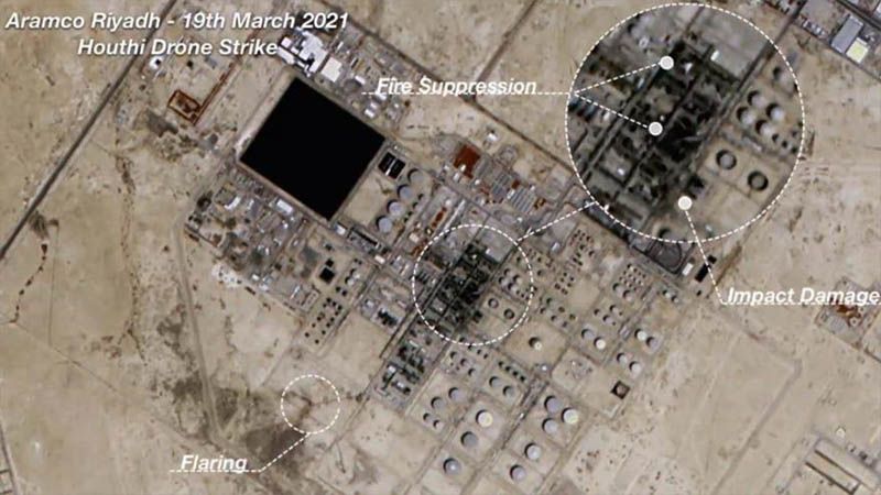 Im&aacute;genes satelitales desvelan el gran da&ntilde;o en la refiner&iacute;a saud&iacute; de Aramco tras el ataque de Yemen