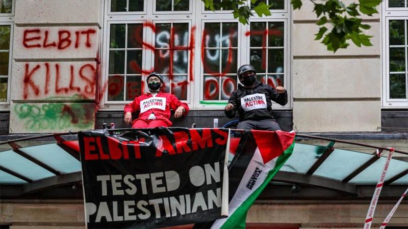Activistas pro-Palestina cierran una fábrica de armas israelí en Reino Unido