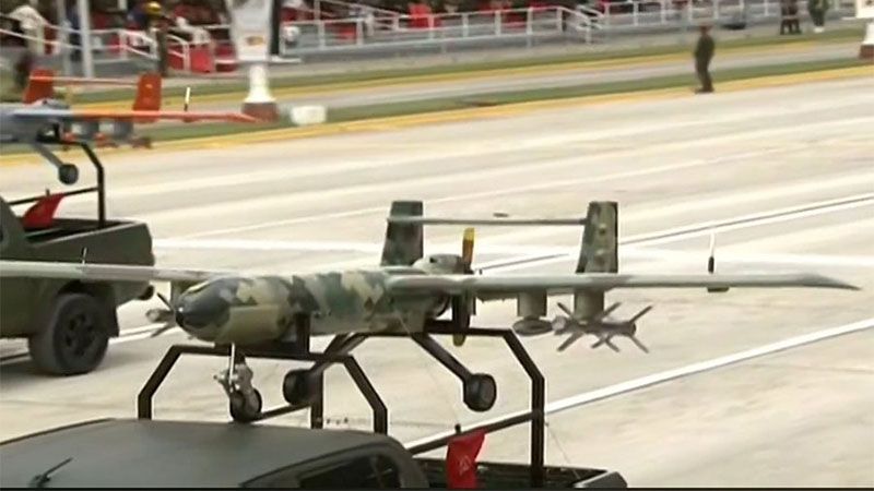 Venezuela exhibe por primera vez drones de combate iran&iacute;es en un desfile militar