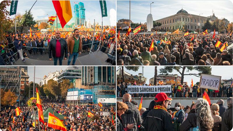 Miles de espa&ntilde;oles protestan en Madrid y piden dimisi&oacute;n de S&aacute;nchez