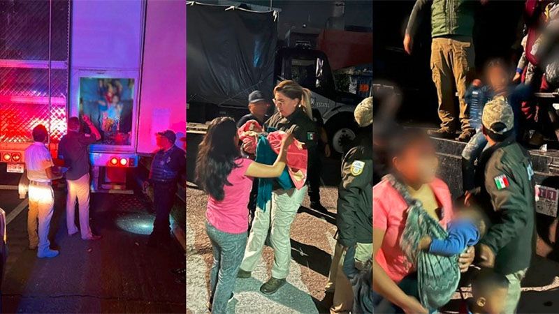 Rescatan a 230 migrantes hacinados en un tr&aacute;iler en M&eacute;xico