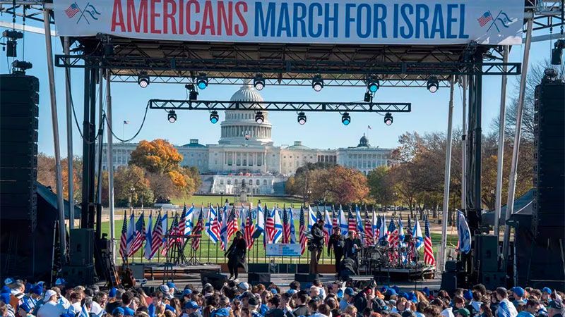 Pol&iacute;ticos dem&oacute;cratas y republicanos asisten a una marcha en apoyo a la agresi&oacute;n israel&iacute;