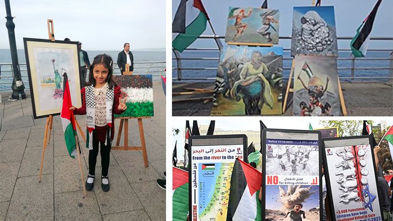 Artistas libaneses dibujan por Gaza en un acto solidario