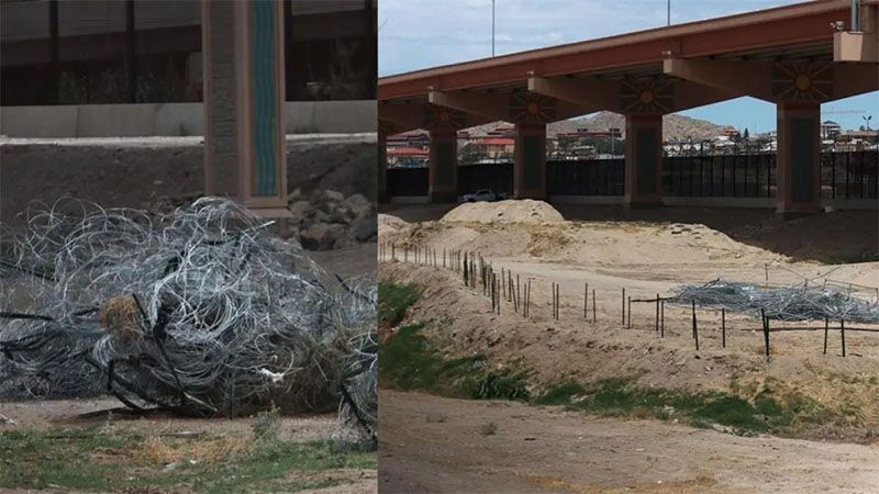 Autoridades de Texas quitan alambrada de navajas en la frontera con M&eacute;xico