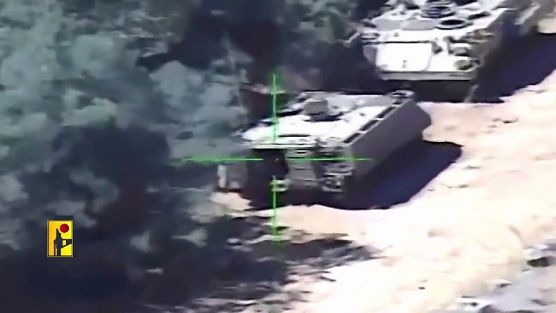 En video: Hezbol&aacute; ataca con misil guiado un tanque israel&iacute; en Rwaisat al-Alam