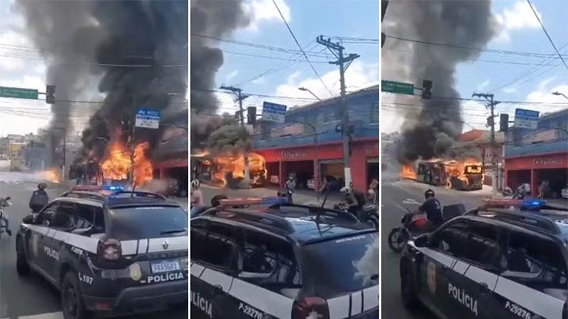 Un autob&uacute;s se incendia y choca contra un poste el&eacute;ctrico en Brasil (v&iacute;deo)